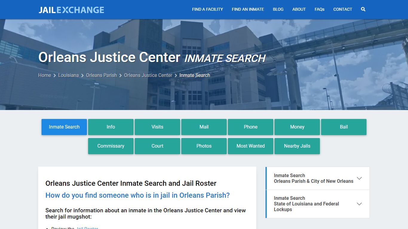 Orleans Justice Center Inmate Search - Jail Exchange