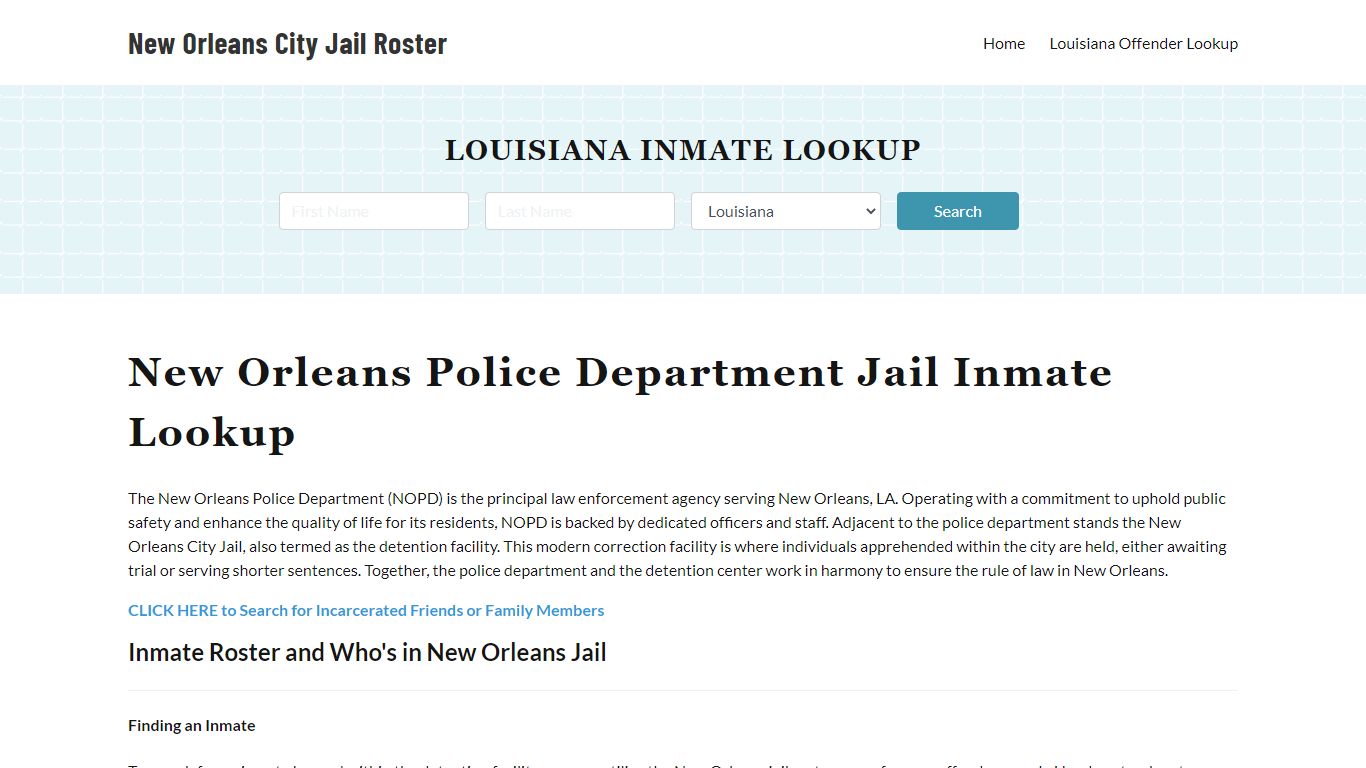 New Orleans Police Department & City Jail, LA Inmate Roster, Arrests ...